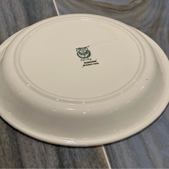 10” Antique Clear Floral China Bowl 22 Carat Gold Trim Beautiful Condition! - Picture 9 of 11